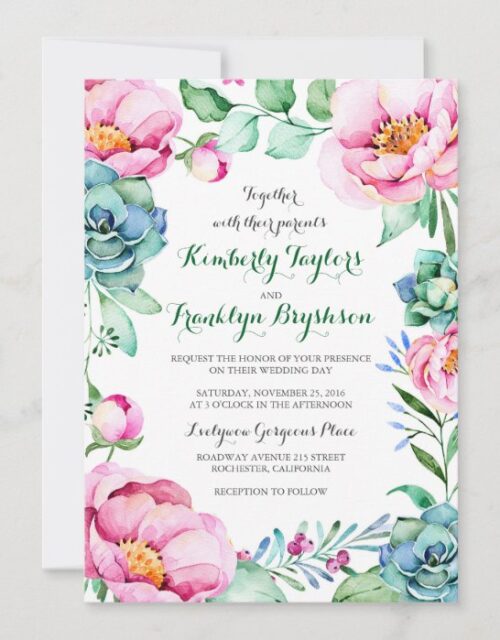Floral Bouquet Elegant Modern Wedding Invitation