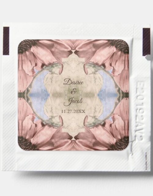 Floral Rose Gold Blush Pink Watercolor Wedding Hand Sanitizer Packet