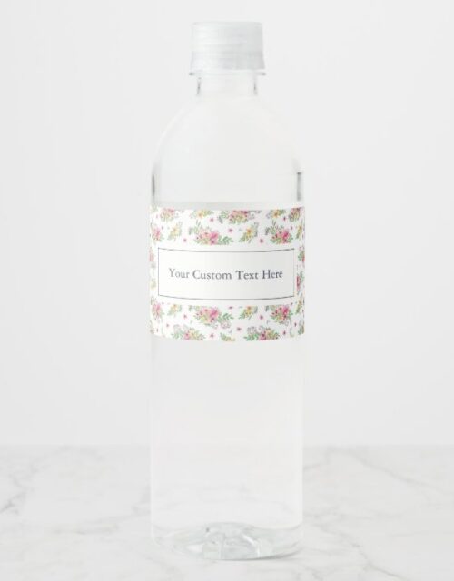Floral Watercolor Wedding Bridal Baby Shower Water Bottle Label
