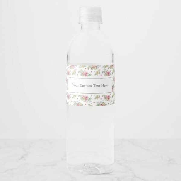 Floral Watercolor Wedding Bridal Baby Shower Water Bottle Label
