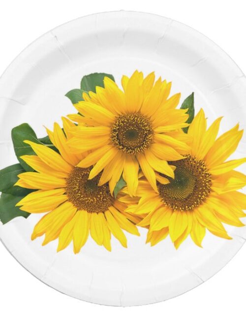 Floral Yellow Sunflowers - Wedding / Party Flowers Paper Plate