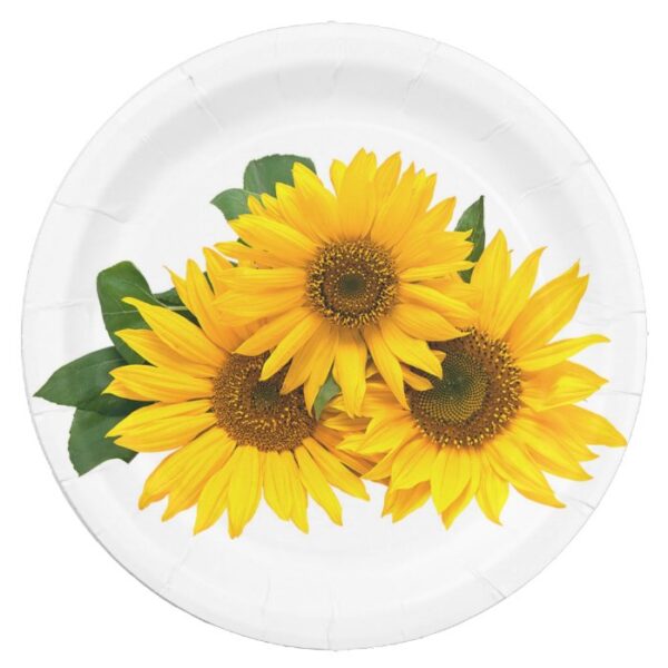 Floral Yellow Sunflowers - Wedding / Party Flowers Paper Plate
