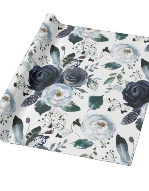 French Twilight Floral Watercolor Vintage Wedding Wrapping Paper