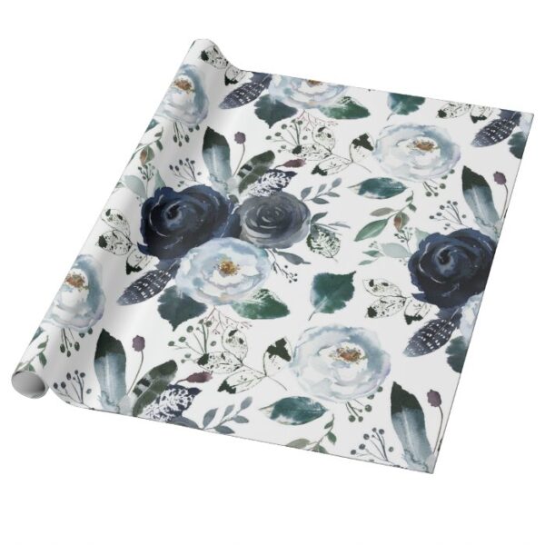 French Twilight Floral Watercolor Vintage Wedding Wrapping Paper