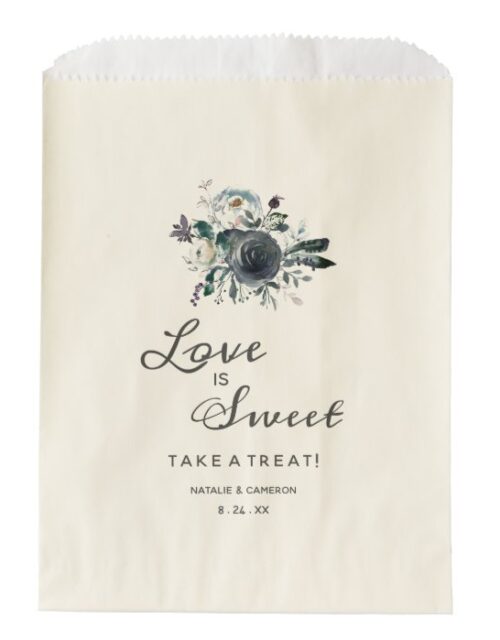 French Twilight Floral Wedding Love is Sweet Treat Favor Bag