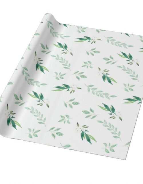 Fresh Foliage Botanical Pattern Watercolor Wedding Wrapping Paper