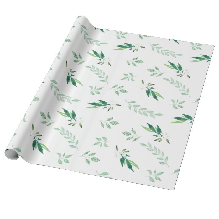 Fresh Foliage Botanical Pattern Watercolor Wedding Wrapping Paper