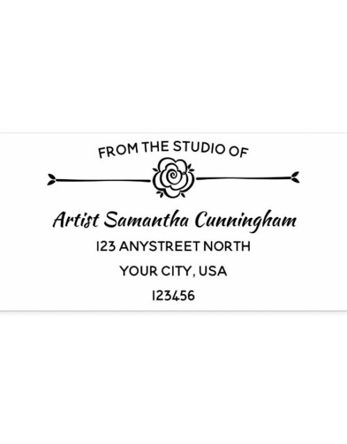 From The Studio Of Any Name Any Address Flower Rubber Stamp