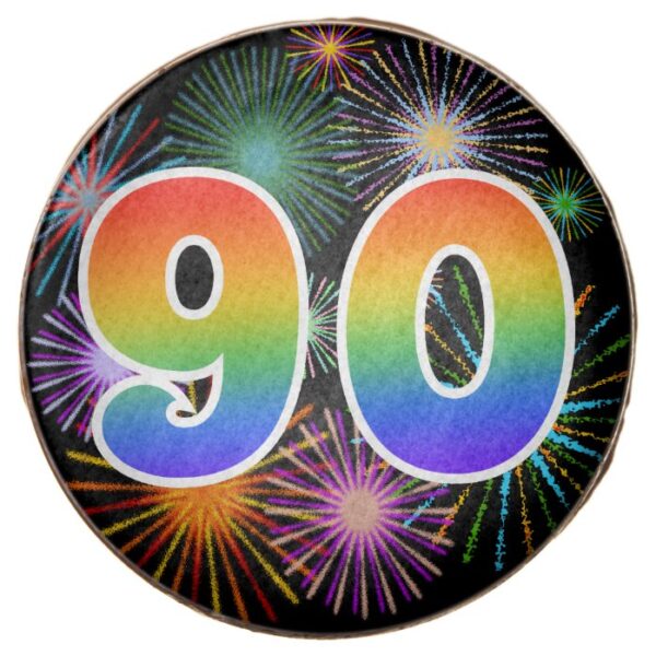 Fun Fireworks, Rainbow Pattern "90" Event # Chocolate Covered Oreo