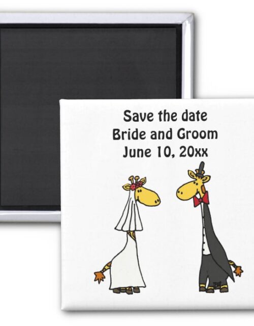 Funny Giraffe Bride and Groom Wedding Art Magnet