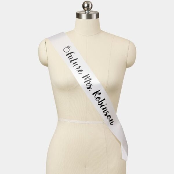 Future Mrs. with Ring Black and White Bride Sash