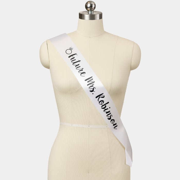 Future Mrs. with Ring Black and White Bride Sash
