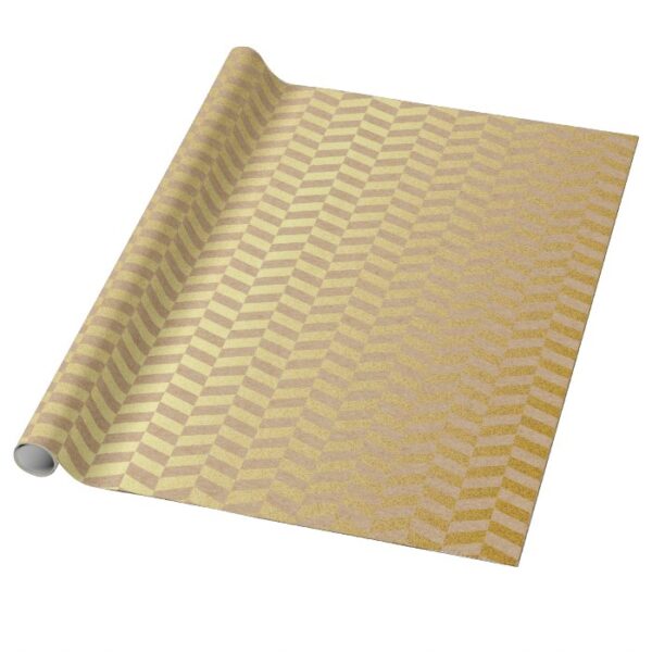 Geometric Natural Cart Pink Golden Zig Zag Wrapping Paper