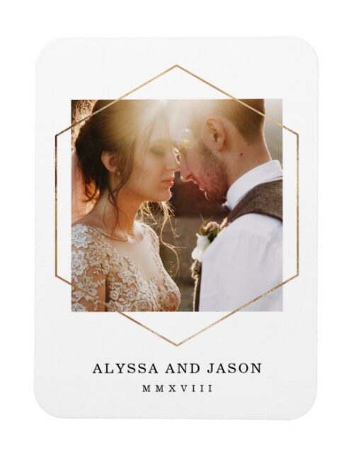 Geometric | Wedding Photo and Roman Numeral Date Magnet