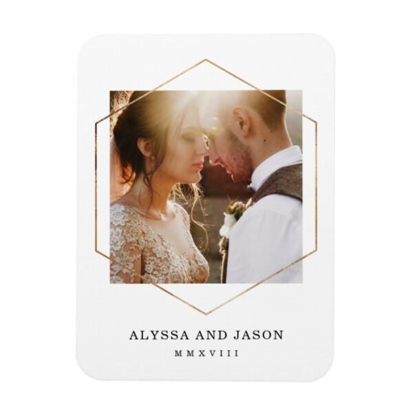 Geometric | Wedding Photo and Roman Numeral Date Magnet