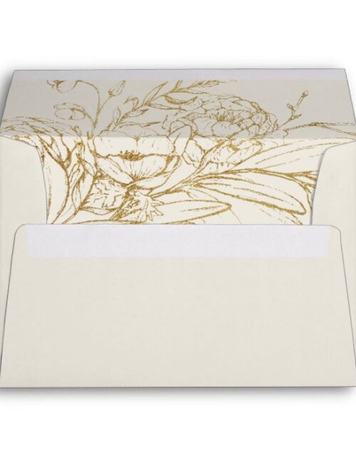 Gilded Floral | Cream and Gold Wedding Invitation Envelope