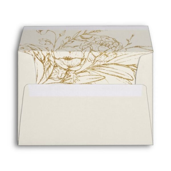 Gilded Floral | Cream and Gold Wedding Invitation Envelope