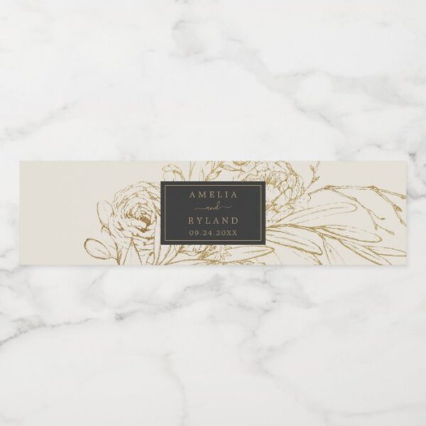 Gilded Floral | Cream and Gold Wedding Water Bottle Label