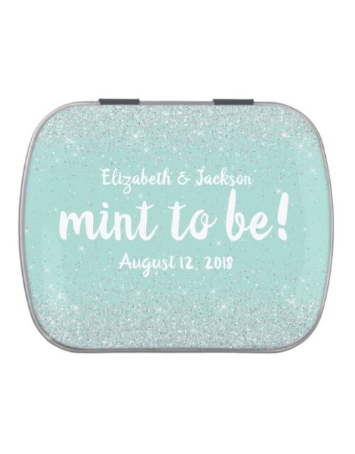 Glittery Look Wedding Mints Favor Tin
