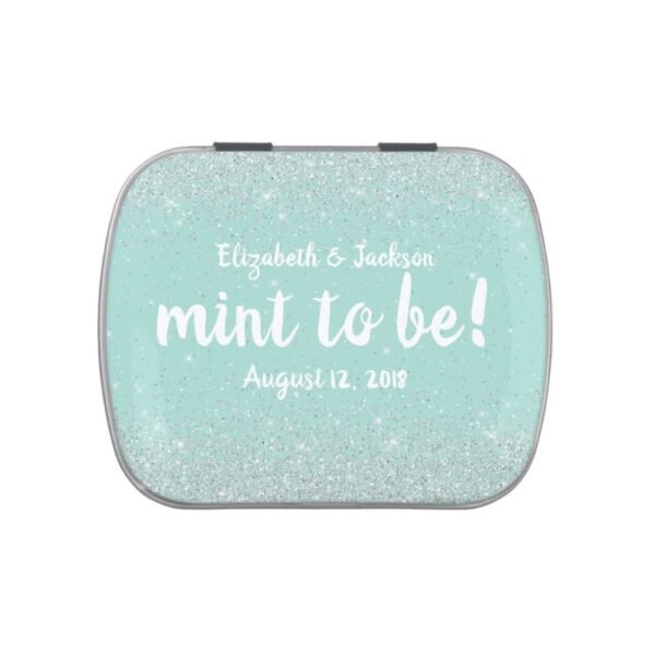 Glittery Look Wedding Mints Favor Tin