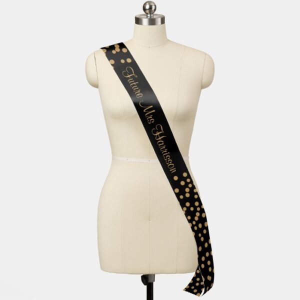 Gold and Black Confetti Wedding Sash