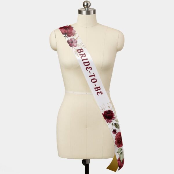 Gold and Burgundy Floral Bride to Be Sash