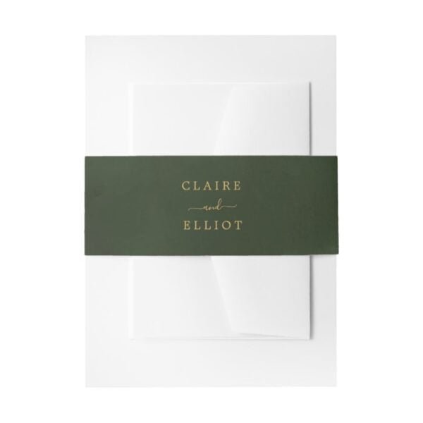 Gold and Green Watercolor Wedding Invitation Belly Band
