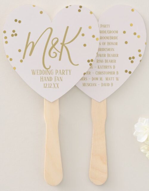 Gold Confetti Bridal Blush Wedding Party Hand Fan