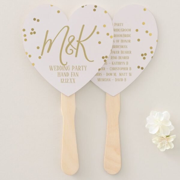 Gold Confetti Bridal Blush Wedding Party Hand Fan