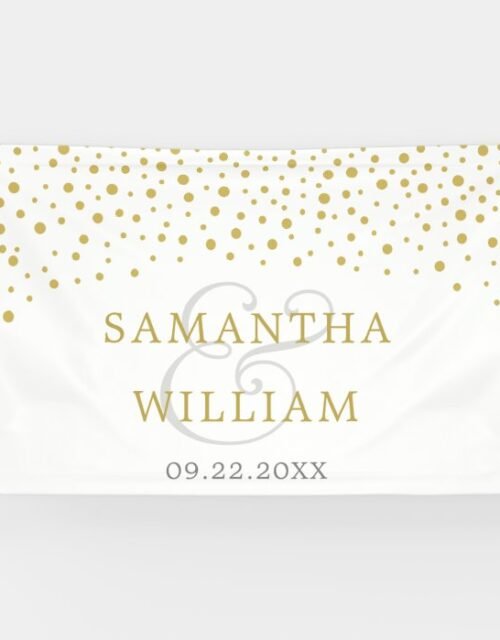 Gold Confetti Wedding Photo Backdrop Banner