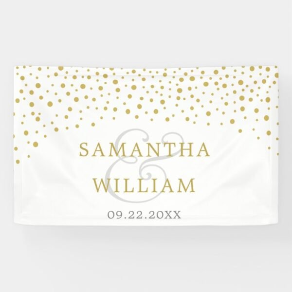 Gold Confetti Wedding Photo Backdrop Banner
