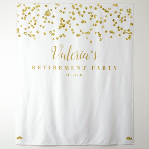 Gold Retirement Party Backdrop, Photo Booth Prop