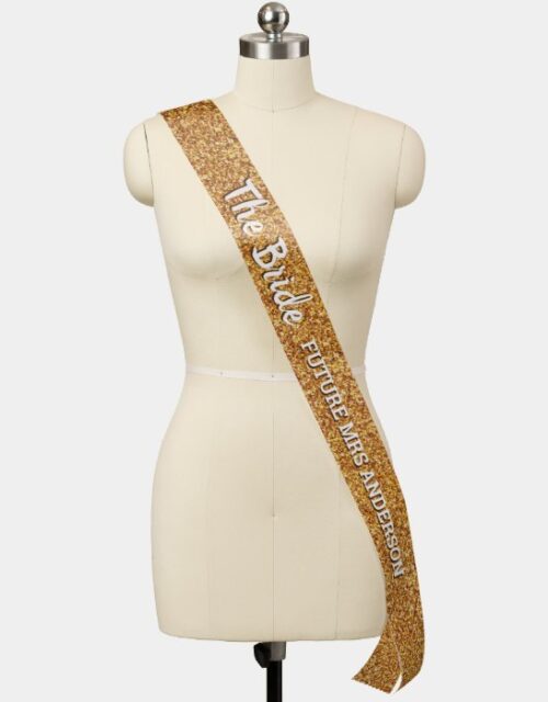 Gold The Bride Chic Glam Wedding Personalized Sash