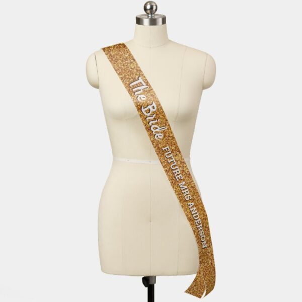 Gold The Bride Chic Glam Wedding Personalized Sash