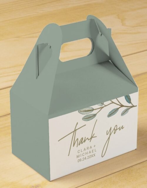 Gold Veined Eucalyptus Thank You Favor Box