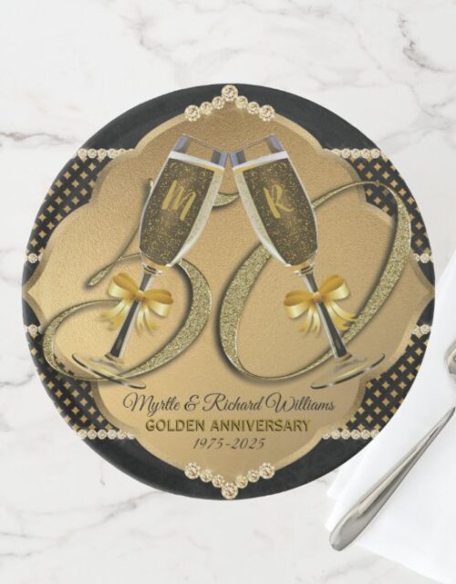 Golden Anniversary 50th Wedding Champagne Toast Cake Stand