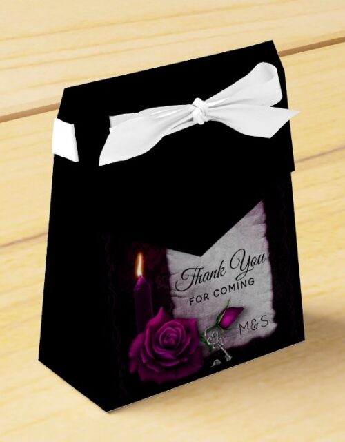 Gothic Rose, Candle, Parchment and Locket Wedding Favor Box