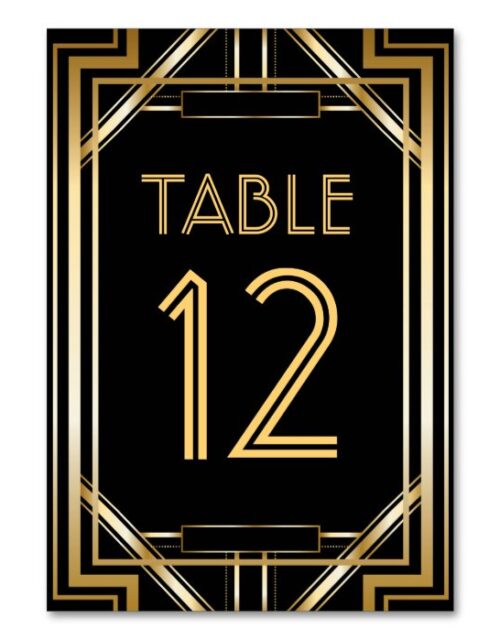 Great Gatsby Art Deco Table Number Cards