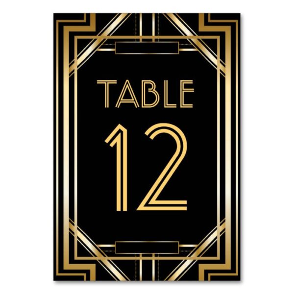 Great Gatsby Art Deco Table Number Cards
