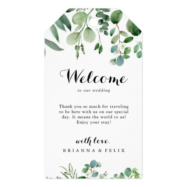 Green Eucalyptus Botanical Wedding Welcome Gift Tags