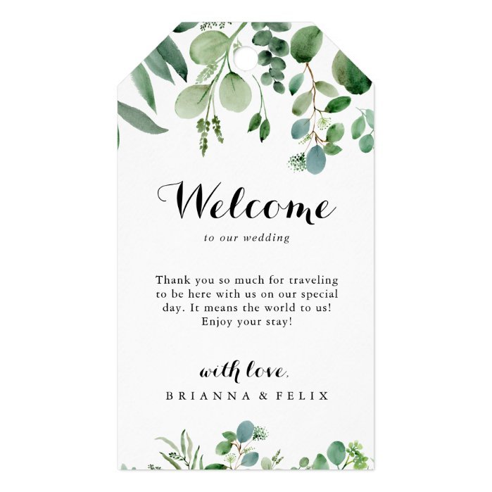 Green Eucalyptus Botanical Wedding Welcome Gift Tags