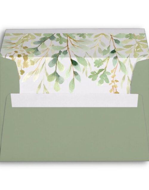 Green Foliage Botanical Pre-Printed Address 5x7 Envelope