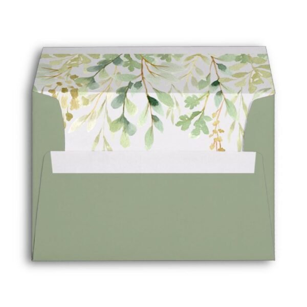 Green Foliage Botanical Pre-Printed Address 5x7 Envelope