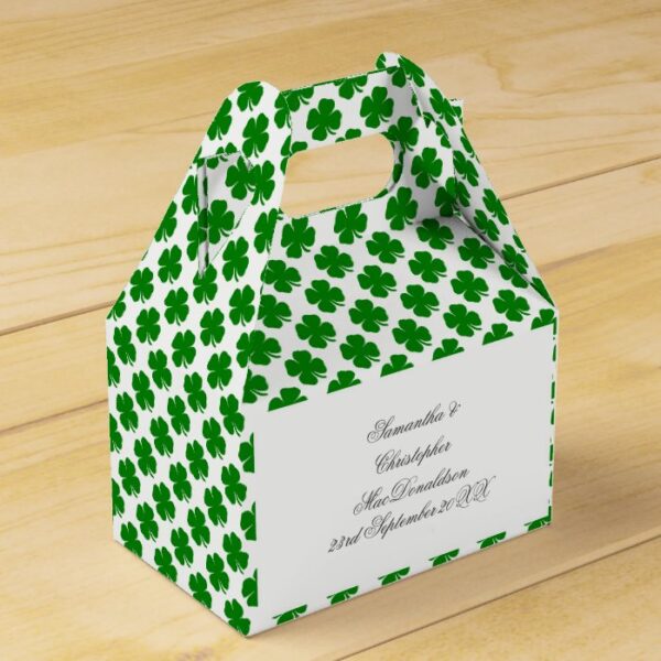 Green Irish shamrock pattern Favor Box