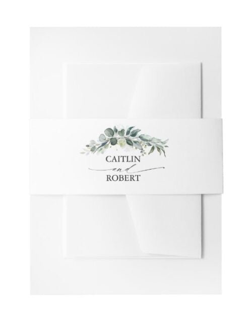 Greenery and Eucalyptus Foliage Wedding Invitation Belly Band