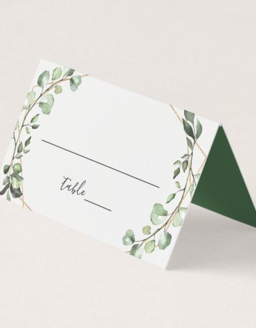 Greenery Eucalyptus Geometric Wedding Table Place Card