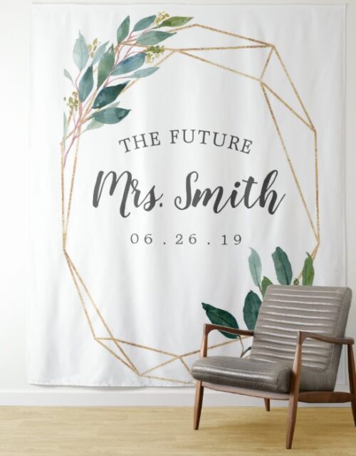 Greenery Gold Bridal Shower Backdrop Photo Booth