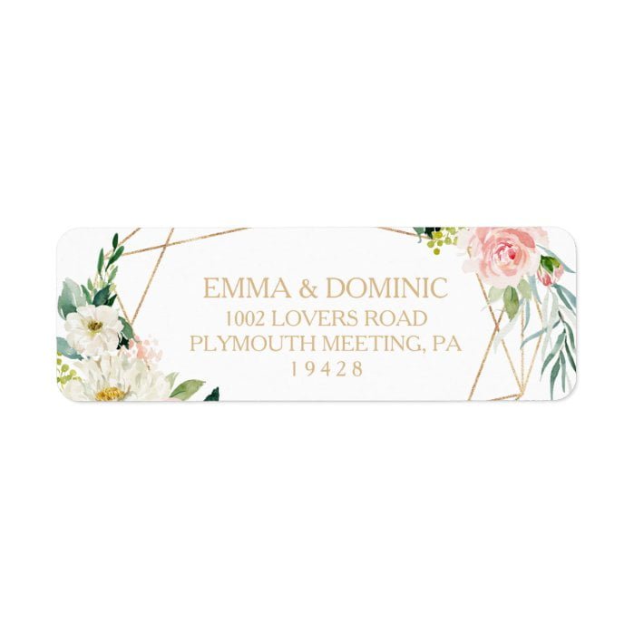 Greenery & Gold Geometric Return Address Label