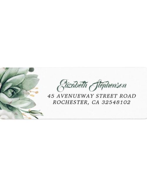 Greenery - Succulent Watercolor Wedding Label