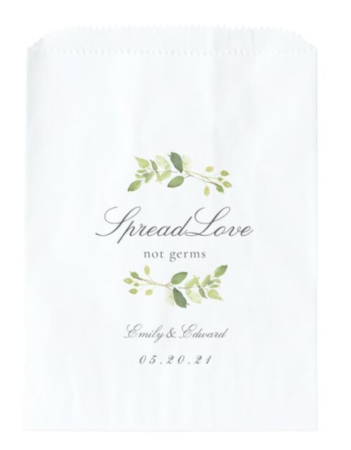 Greenery Wedding Bridal Shower Face Mask Storage Favor Bag